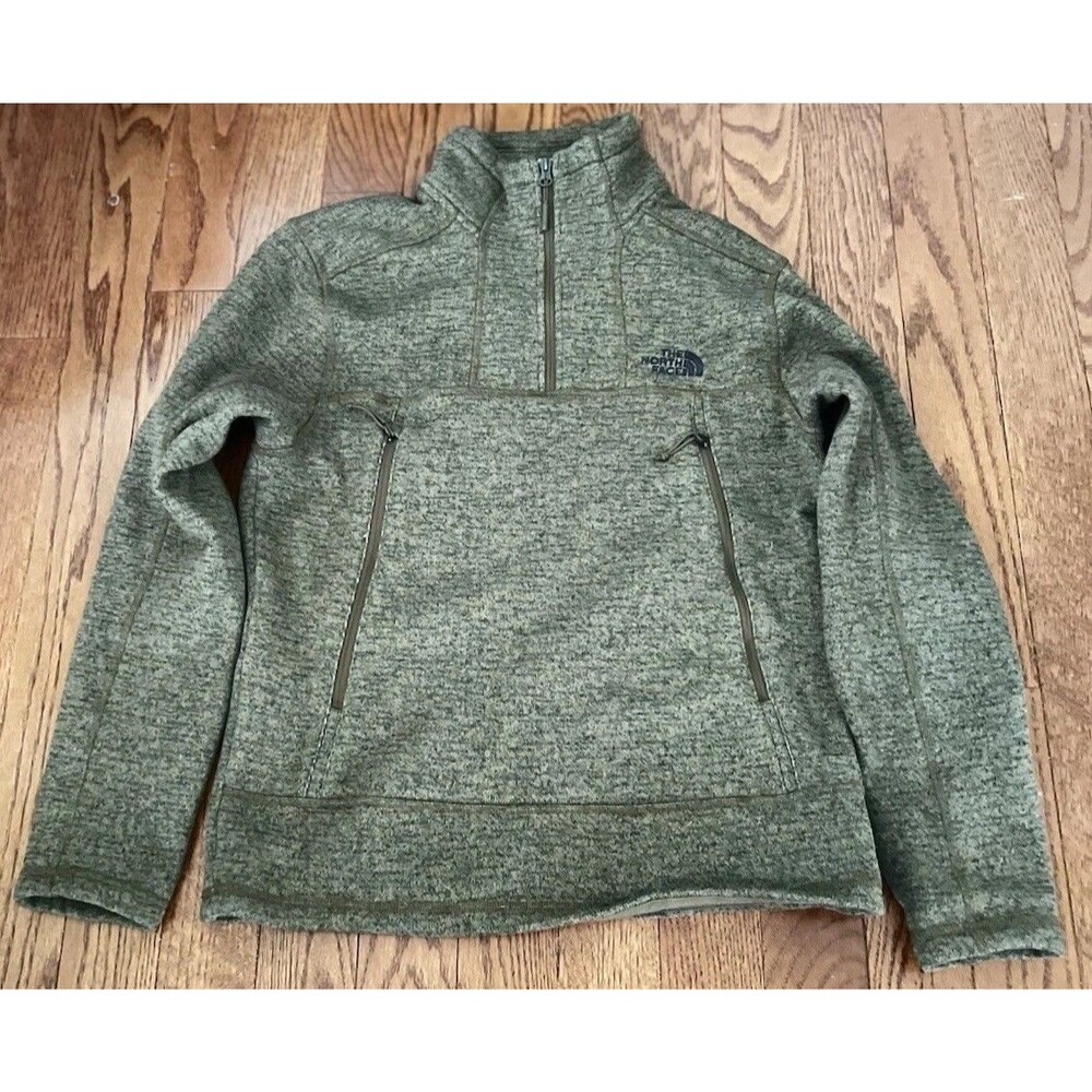 The North Face Mens M Heather Gray 1/4 Zip Fleece Pullover Mock Neck Sweatshirt